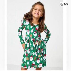Little Sleepies Green Holiday Print Dress
